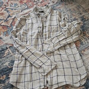 Sonoma Plaid Button-Up Shirt - Blue and Cream